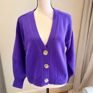 Loulou Studio Zanzibar Purple V-Neck Button-Up wool Cardigan